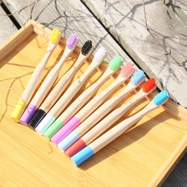 

children bamboo toothbrush round handle toothbrushes natural bamboo tube brush with box packing travel oral hygiene l supplies gga2475