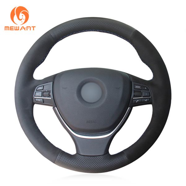 

black genuine leather car steering wheel cover for f10 f11 (touring) f07 (gt) f12 f13 f06 f01 f02