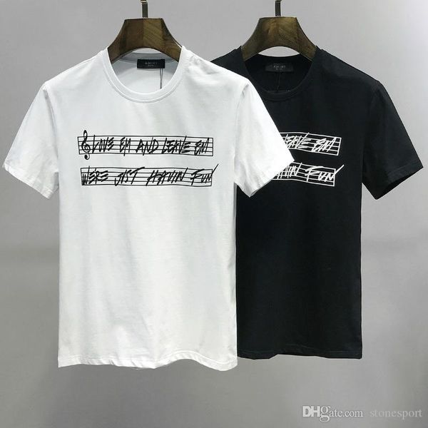 

2020 new high street arimi stave print slim t-shirt cotton short sleeve men's and women's shirts m-xxxl, Black;brown