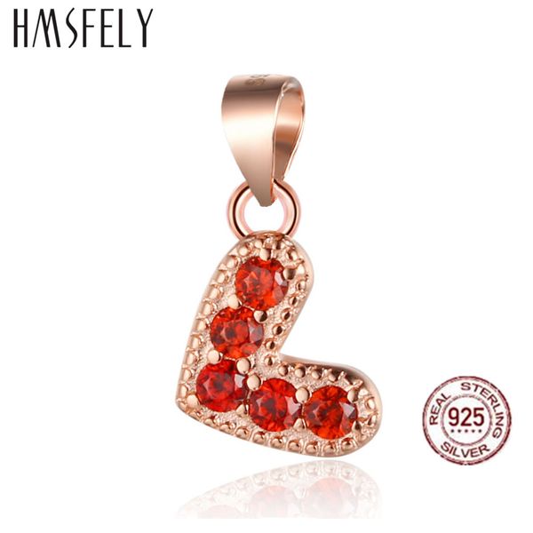 

hmsfely real 925 silver rose gold zirconia heart pendant diy bracelet accessories dangles for girl charm necklace jewelry making, Bronze;silver