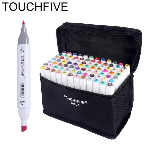 

touchfive 30/40/60/80/168 color art markers set brush pen dual headed alcohol based sketch marker manga painting art supplies