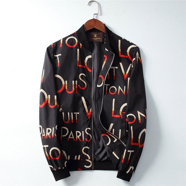 

2019 fall and winter new arrival mens letter printing bomber jacket men luxury ~ men designer jacket, Black;brown