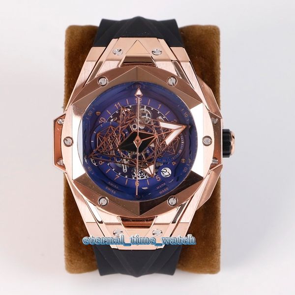

High ver ionm 418 ox 1108 rx mxm19 tattoo geometric pattern dial quartz movement men watch ro e gold ca e black rubber trap port watche, Slivery;brown