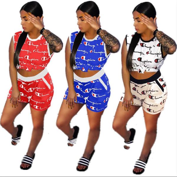 

Champion tank track uit leevele letter print ve t hort 2 piece et bodycon pocket hort outfit ummer ca ual port wear c42904