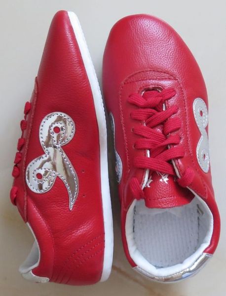 

7olor kids&leather tai chi martial arts sneaker auspicious clouds wushu shoes black/blur/red