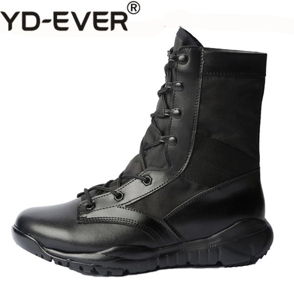 

yd-ever men ankle work boots combat shoes super light tactics boots desert shoes breathable, Black