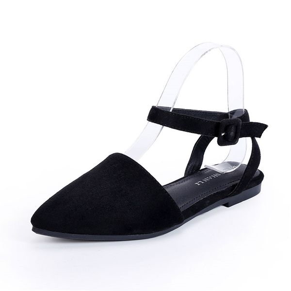

flat sandals women 2018 summer lady shoes women pointed toe shoes sandals ladies dress shoes sandalias elegantes big size 41, Black