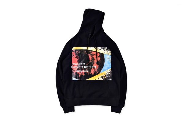 

streetwear teenagers hooded sweatshirts hip hop mens designer hoodies fashion rapper album graffitti long sleeve pullover, Black