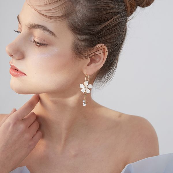 

xinwei 925 silver needle earrings 2020 new simple flower earrings for women acrylic pendant jewelry gift