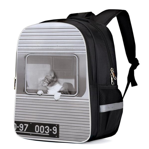 

pet theme cute cat pattern backpacks school bag child book bag sports bags bottle side pockets school student silver edge
