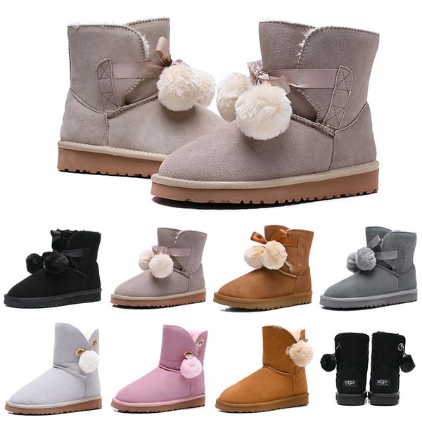 

Designer Women Boots Australia Classic Bailey Hairball Bow Tie Snow Booties Ankle Knee Girls Ladies Fashion Winter Boot 36-41 Free Shipping