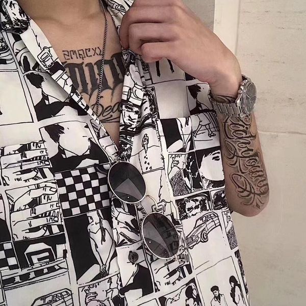 

19ss erd enfants riches dÃ©primÃ©s comic printing shirt short sleeves summer retro breathable comfortable men and women fashion hfsscs007, White;black