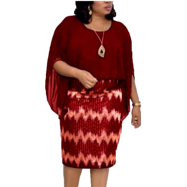 

африканские платья для женщин dashiki midi dress bazin riche африканская одежда 3/4 рукав платья африка одежда, Red