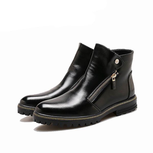 

New Men Boots British High Top Leather Shoes Man Fashion Double Zip Martin Boots For Men Black Ankle Boot