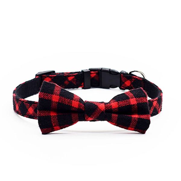

fashion plaid dog collar with bowtie puppy adjustable bowknot collars for small medium dogs cats chihuahua christmas gift