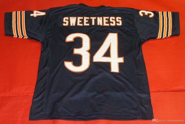 

retro #34 walter payton custom mitchell & ness jersey sweetness bule mens stitching s-5xl,6xl football jerseys running, Black;blue
