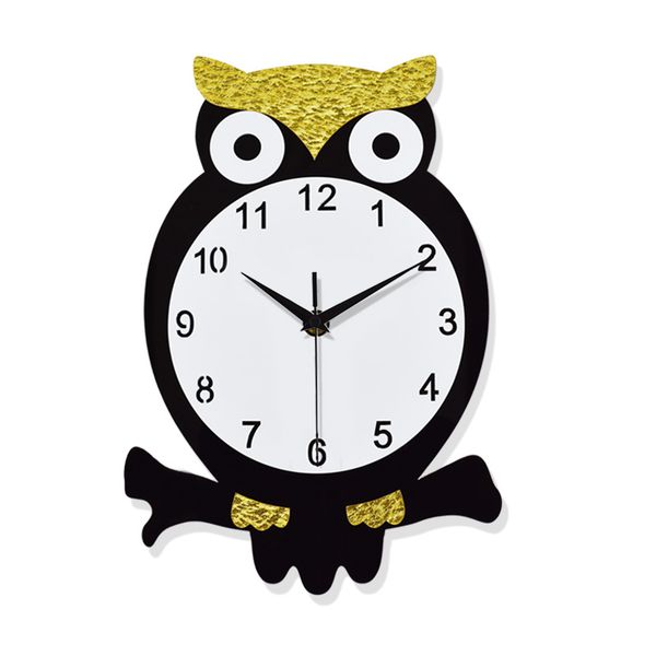 

modern creative wood wall clock watch mechanism 3d children's owl living room garden bedroom acrylic mirrored decorative sc157