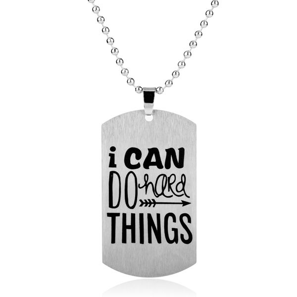 

inspired jewelry" i can do hard things" necklace men women's necklace stainless necklaces trinket charms friend family gift, Silver