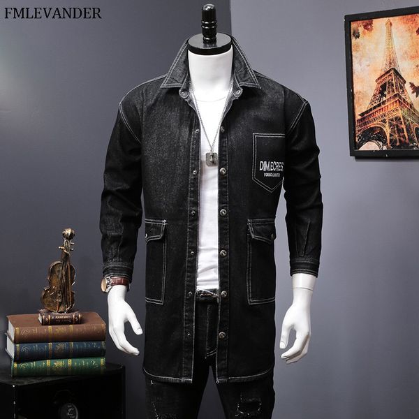 

new men trend in 2019 fashion long design denim jacket plus size 4xl fashionable jean jackets men, Black;brown