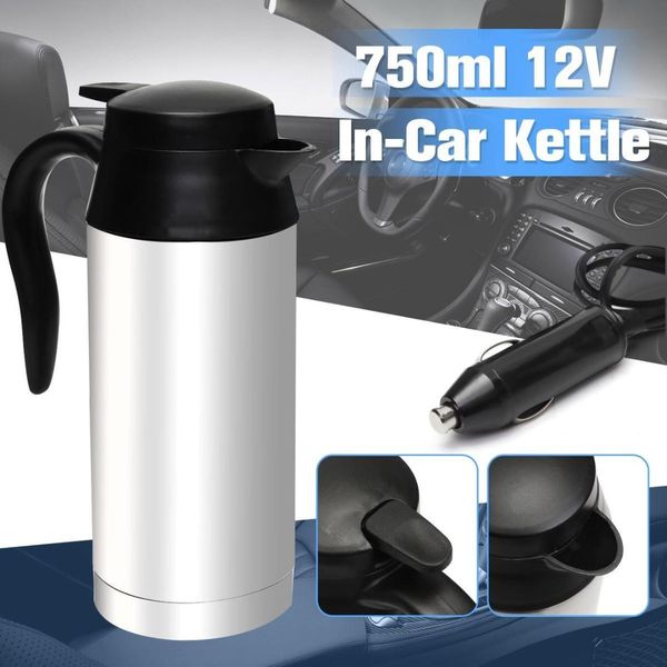 

750ml car electric kettle auto heated mug 12v water heater stainless steel in-car travel kettle trip coffee heated mug motor