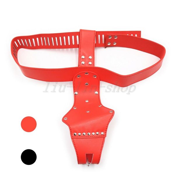Bondage PU Leather Women's Locking Chastity Belt Restrizioni Panty femminile regolabile nuovo # R45