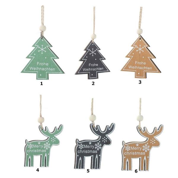 

2pcs christmas tree decorations fine cute creative christmas tree elk painting hanging ornaments xmas supplies pendant