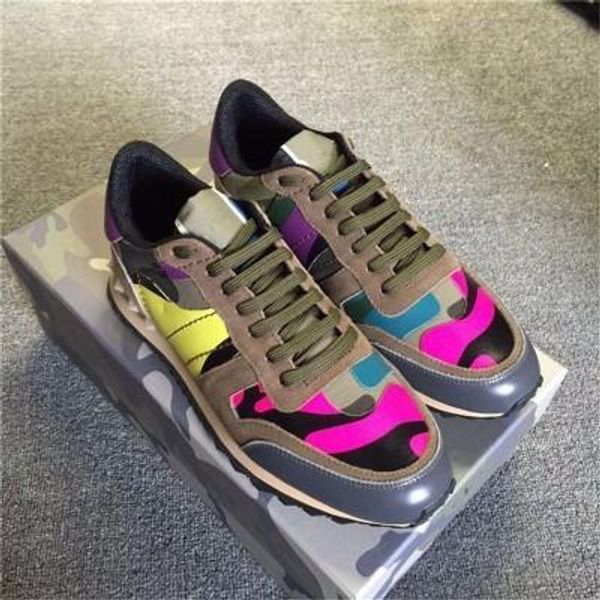 

star studded shoes mesh leather camouflage studded shoes combo stars rock runner metallic lace-up shoes rock studs size 35-46, Black