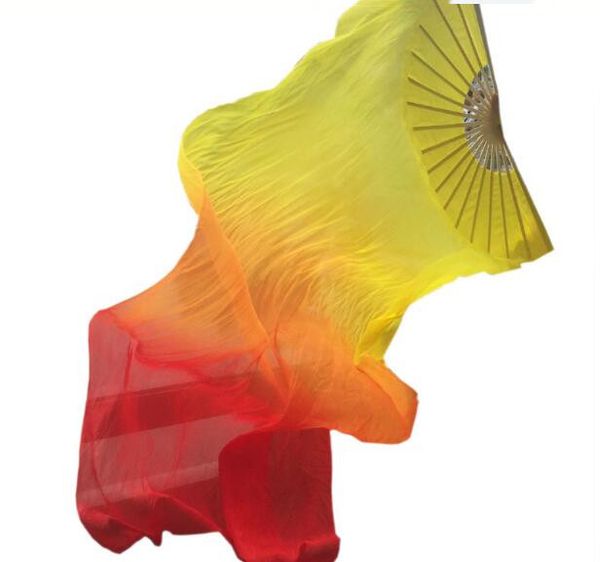 

sell 1.8m hand made belly dance dancing silk bamboo long folding fans veils for kids adults, Black;red