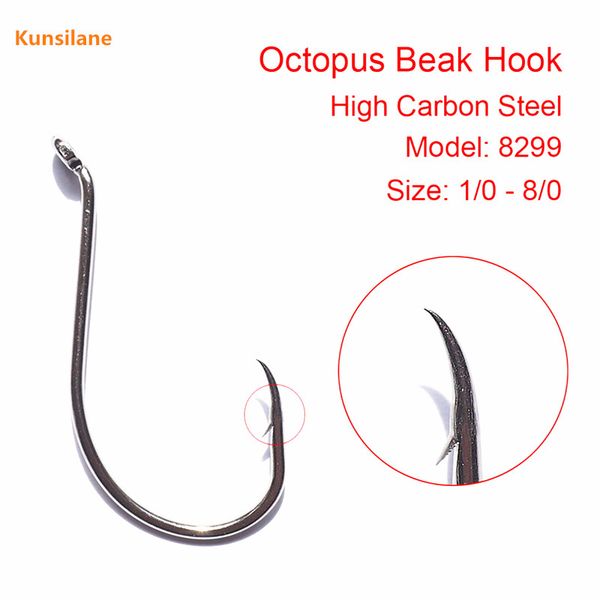 100 PCS STAINLESS STEEL OCTOPUS HOOKS BEAK STYLE SIZE #1//0