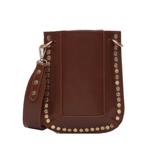 

pu leather handbag fashion pure color rivet adjustable women travel messenger shoulder bag shopping crossbody bag