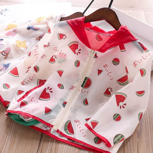 

2020 summer girls hooded letters watermelon animal cartoon coat wholesale, Blue;gray