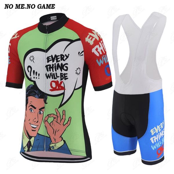 

no me no game cartoon funny everything will be ok cycling jersey summer men road bicycle clothes quick dry bike shirts clothing, Black;blue