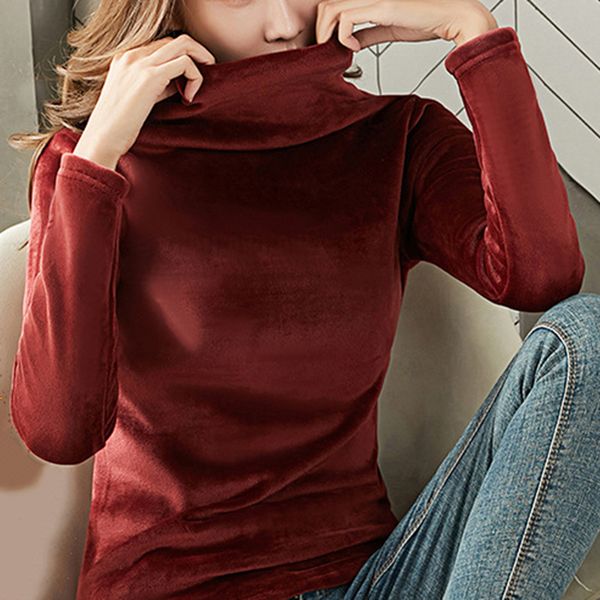 

new female velvet turtleneck sweaters winter thick warm long sleeve warm pullovers women's solid color sweater shirt plus size, White;black