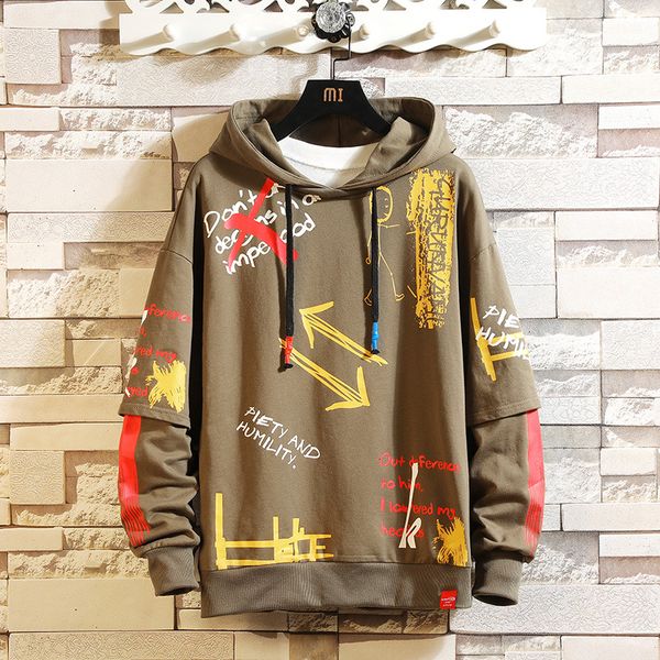 

men's hoodies casual mens fashion pattern hooded hip hop sweater casual male loose streetwear sweatshirt oversized m-5xl, Black
