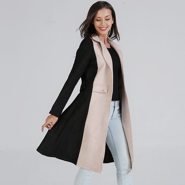 

2018 год осенью и зимой темперамент женщин пальто европейских и американских женщин новый меховой воротник двухсторонний пальто контрастного, Black