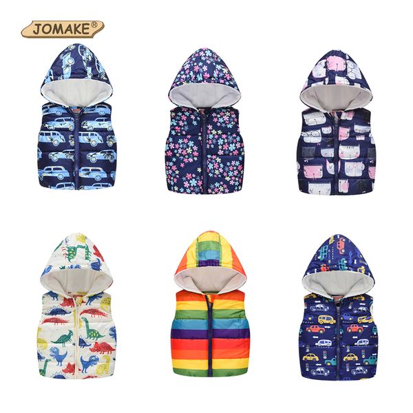 

jomake baby vest hooded jackets new autumn winter cute cartoon printed waistcoats for kids vest outerwear&coats children clothes, Blue