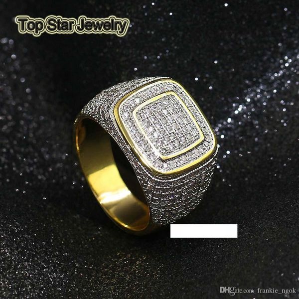 

real copper rings shiny micro cubic zirconia punk finger jewelry for men's hip hop trendsetter rapper rock accessories gifts size 7-11, Silver