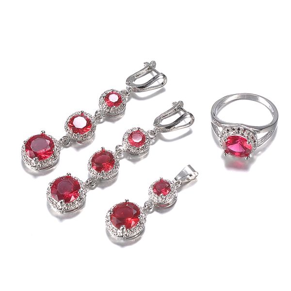

2019 new crystal pendant necklace earrings set elegant jewelry set fashion women valentine gifts dropshipping, Silver