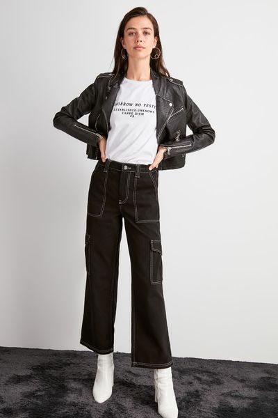 

trendyol normal waist cargo jeans twoaw20je0479, Blue
