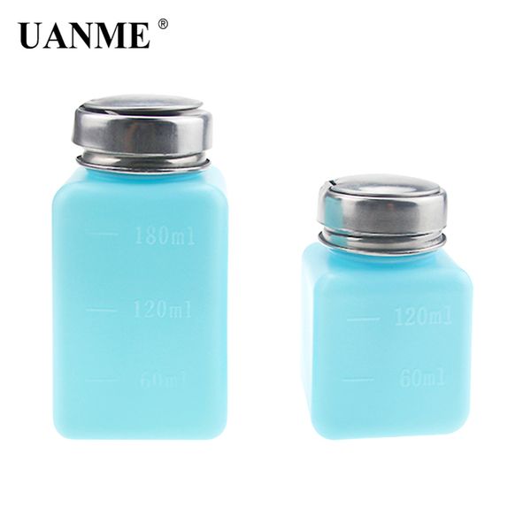 

uanme 1 piece 120ml/180ml empty liquid alcohol press bottle glue residue remover clean tool portable dispenser pump bottle