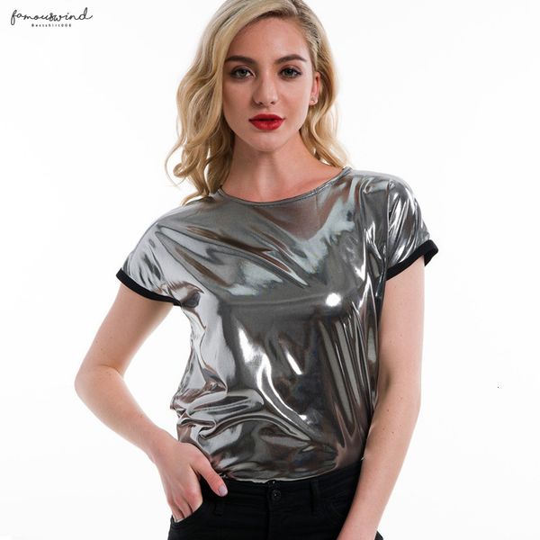 

женщины silver футболка с коротким рукавом o шеи regular fit дамы футболки блестящая партия лето сыпучие tee tops женщина, White