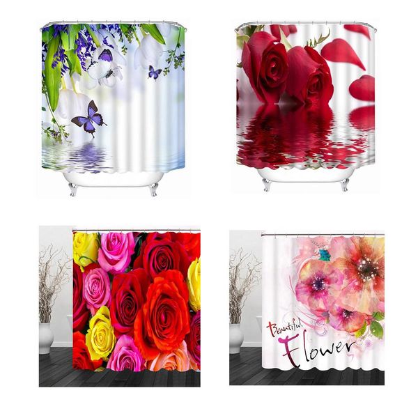 

flower printing 3d thicken waterproof shower curtain for bathroom