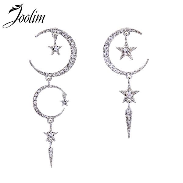 

joolim asymmetric moon star серьги падения несовпадение серьги дизайн ювелирных изделий, Silver