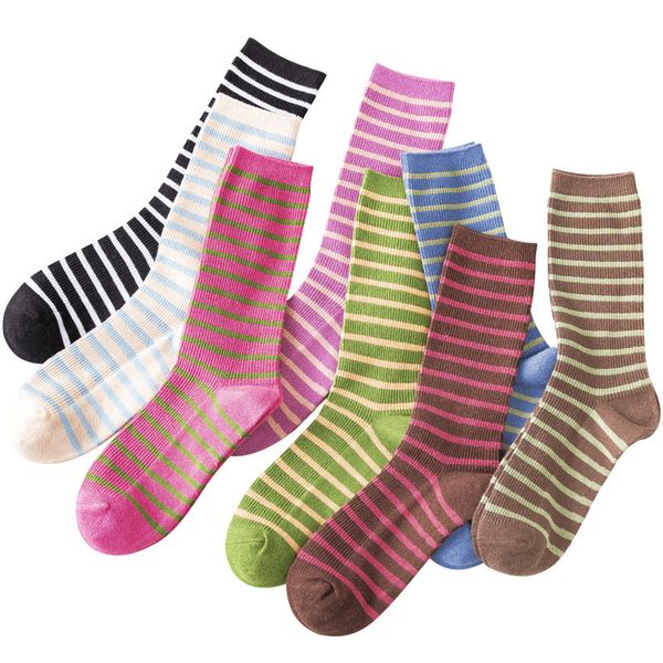 

women socks new autumn winter japanese fashion colorful striped socks medias cotton thick warm long funny, Black;white