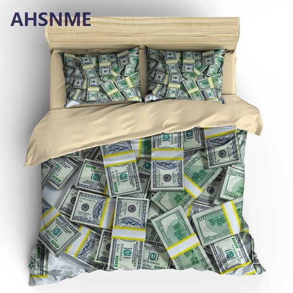Ahsnme Decoration Dollar Money Bedding Set High Definition Print