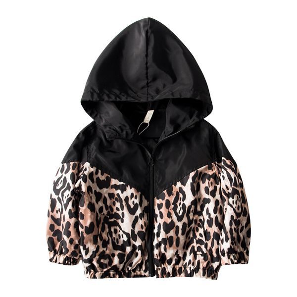 

1-7y autumn fashion infant kids baby girls jacket outfits leopard print long sleeve zipper hooded coat outfits, Blue;gray