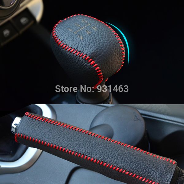 

1set leather automatic 5-speed gear shift collars cover & handbrake grip stitch for sail 3 2015 2016 2017