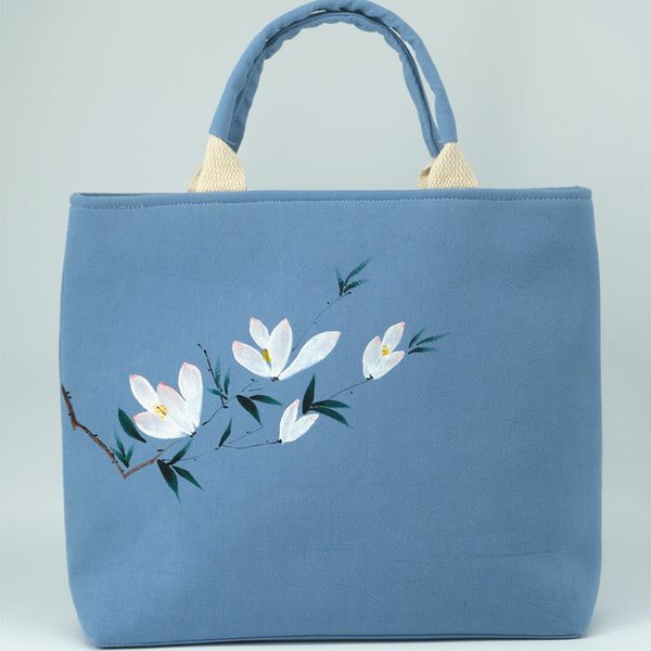 

original chinese style literature and art retro hand-painted cotton and linen bag ladies handbag handbag female 2020 new