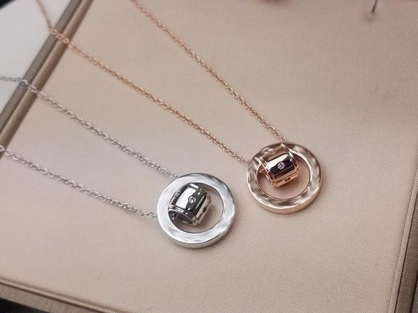 

classic set of cylinder necklace double ring necklace classic ring design high-end pseudo gold plating 18k gold quality rose white gold, Silver