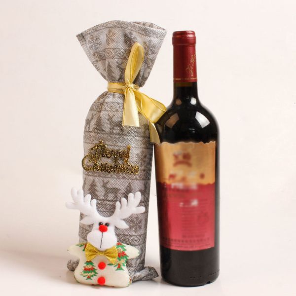 

misaya 1pc greeting letters christmas wine bottle cover decoration cloth christmas candy jar dinner desk decoration supplies